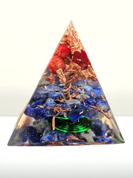 Piramidă protecție energetică Coral Roșu si Lapis Lazuli